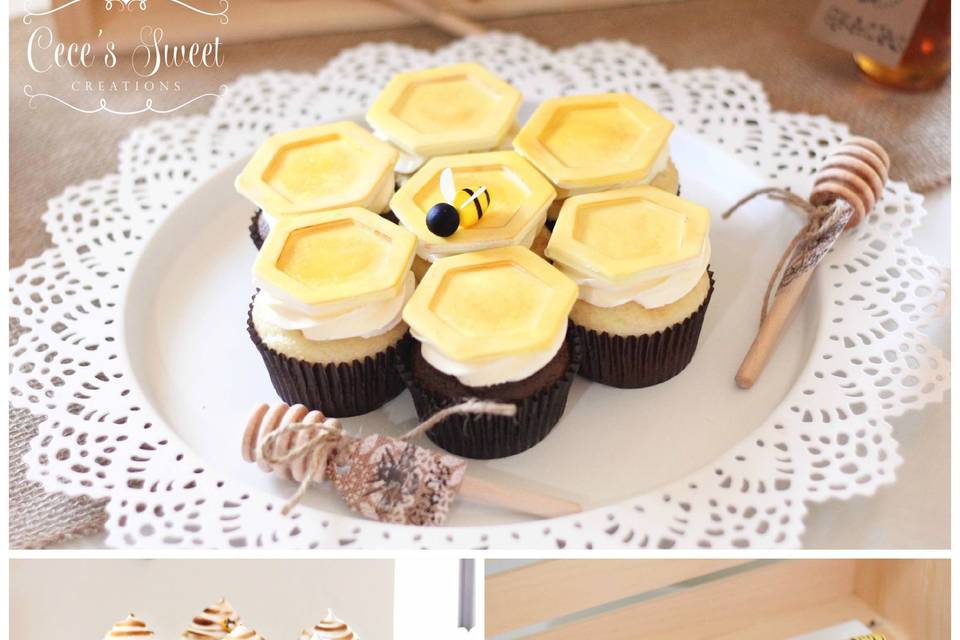 Edible Bumble Bees- Small wafer bees set of 24 - Cake and Cupcake