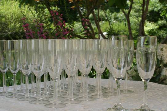 Flutes ready for a champagne toast.