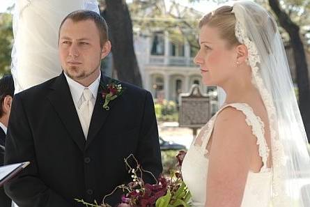 Custom designed gown and veil