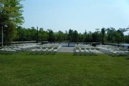 White Folding Chairs on Dock