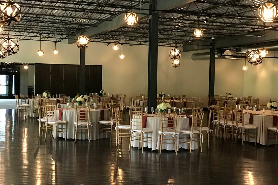 Rafters space designed for wedding reception