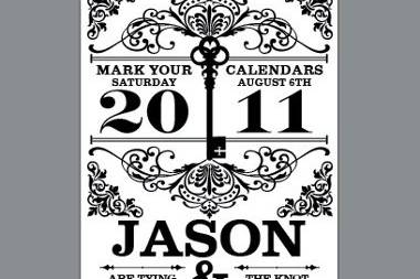 Vintage Antique Key Save the Date Ticket