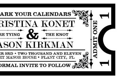 Antique Vintage Concert Ticket Save the Date