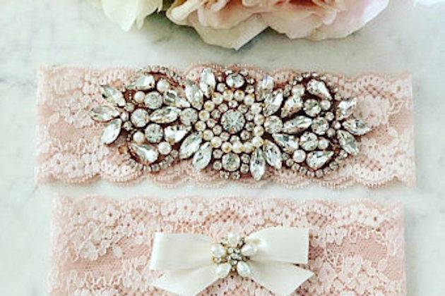 Blush pink lace garter