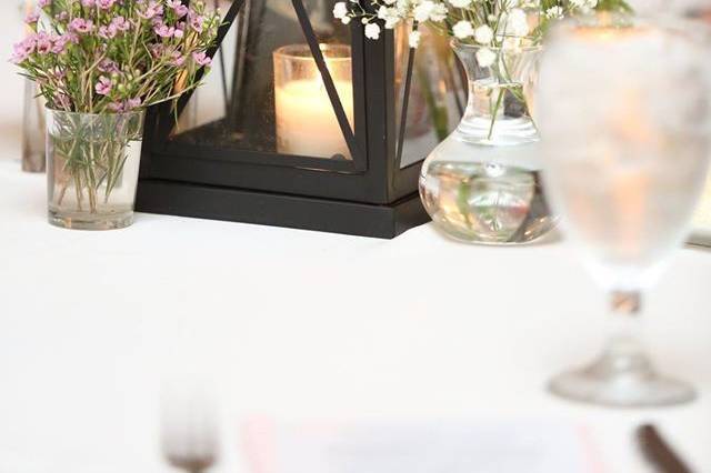 Wildflower and candle centerpiece