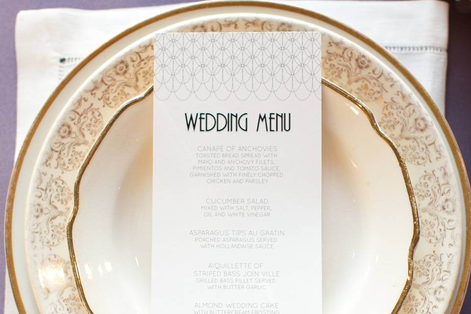 Wedding menu