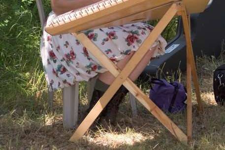 Julie plays hammered dulcimer with The Crooked Road Ceili Band.