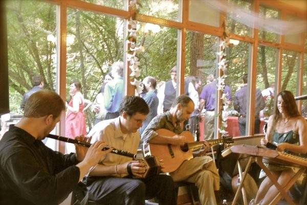 The Crooked Road Ceili Band plays Celtic music for the processional, recessional, and during dinner at the Quaker Center, Ben Lomond, CA.