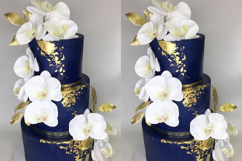 Navy orchid cake