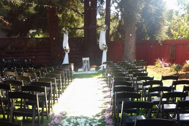 Flower petals along the aisle