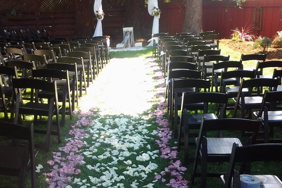 Flower petals along the aisle