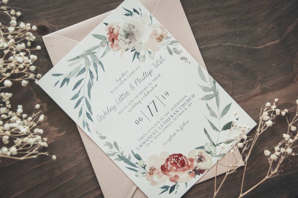 Blush Floral Wedding Invite