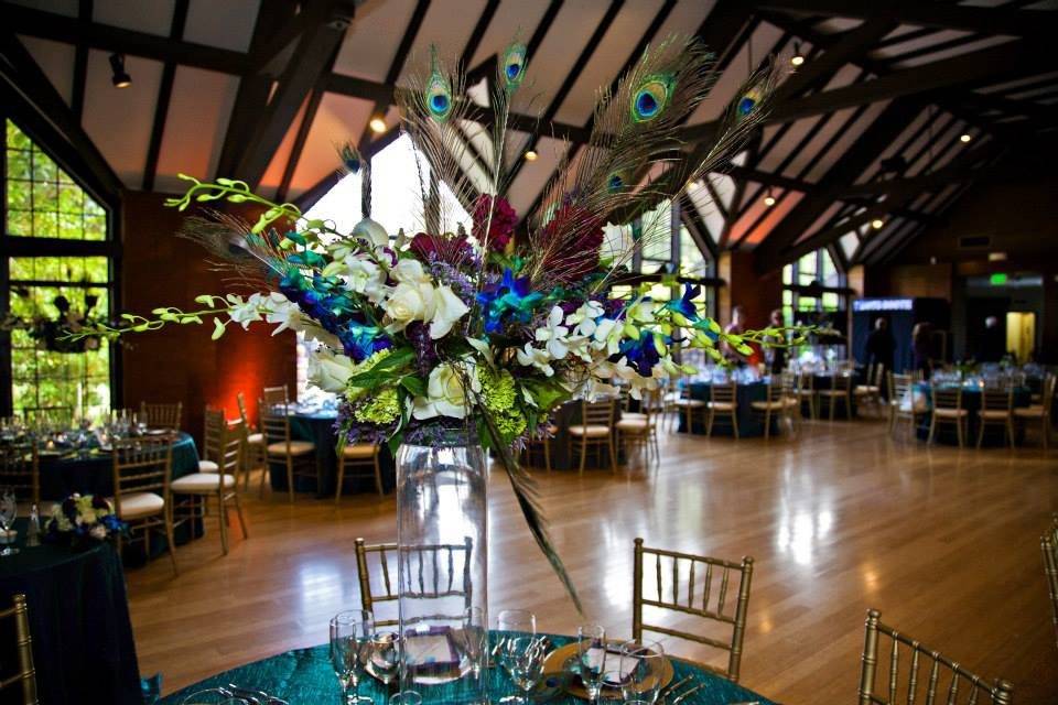 Peacock tall centerpiece