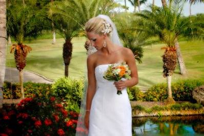 Beautiful bride and beautiful flora.