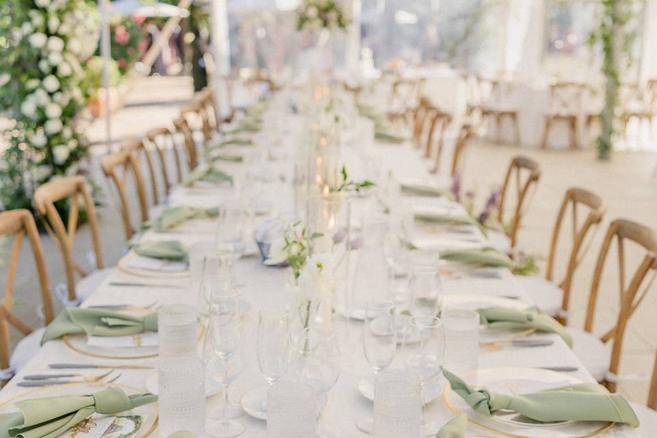 Reception tables and chairs