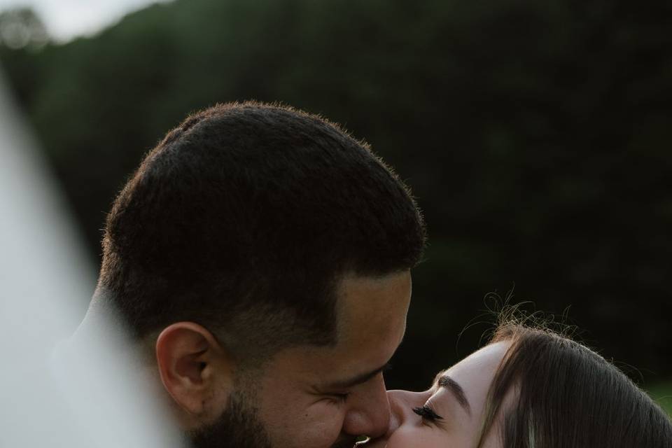 Bride and groom in vineyard