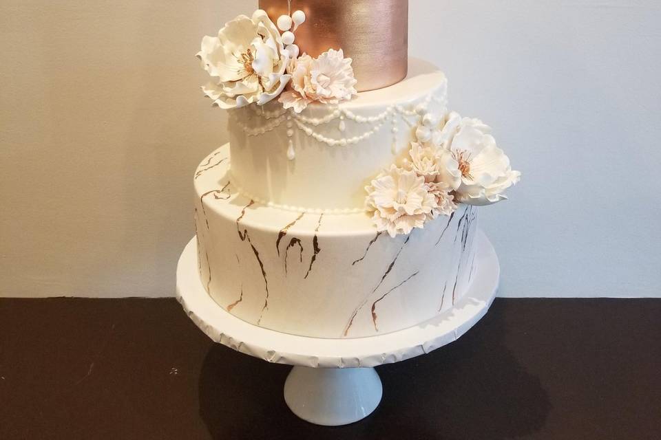 Rose Gold with Sugar Flowers