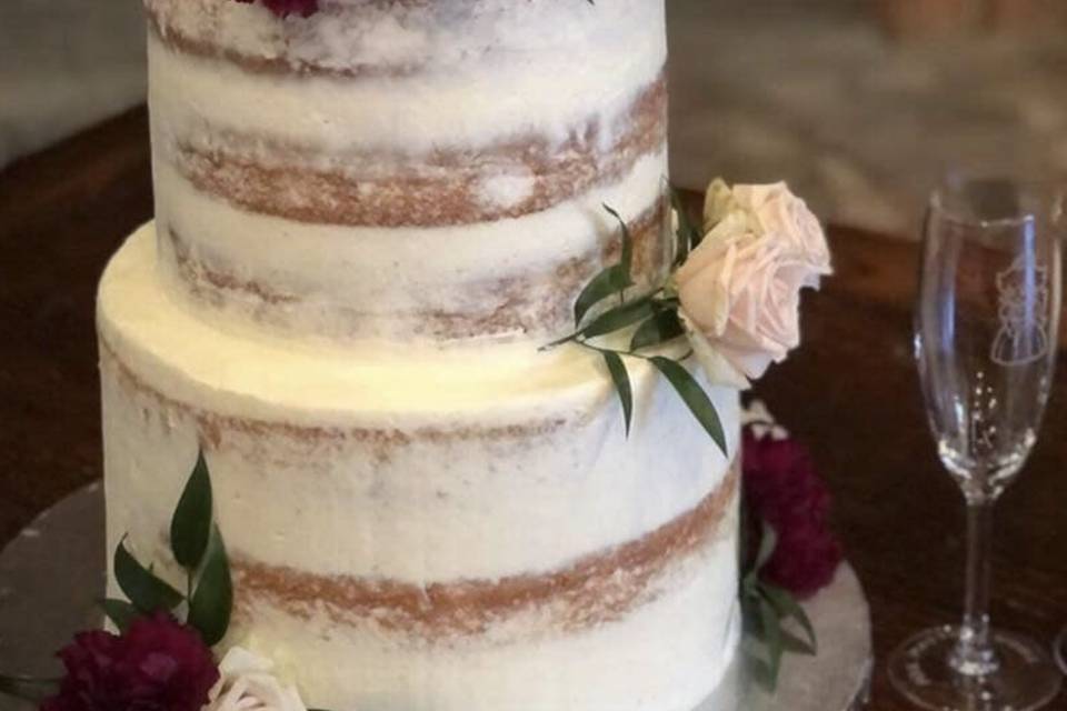 3 Tier Semi-Naked Wedding Cake