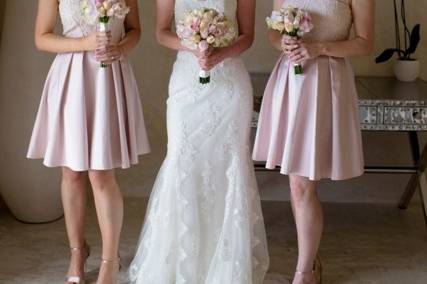 Bride and her bridesmaids