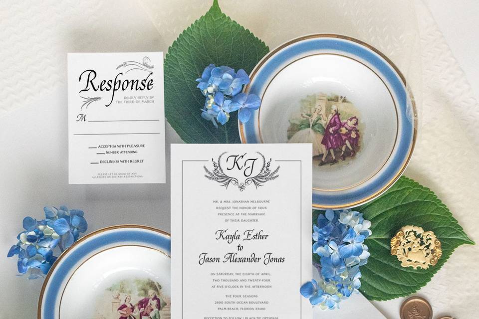 Italic monogram invitation
