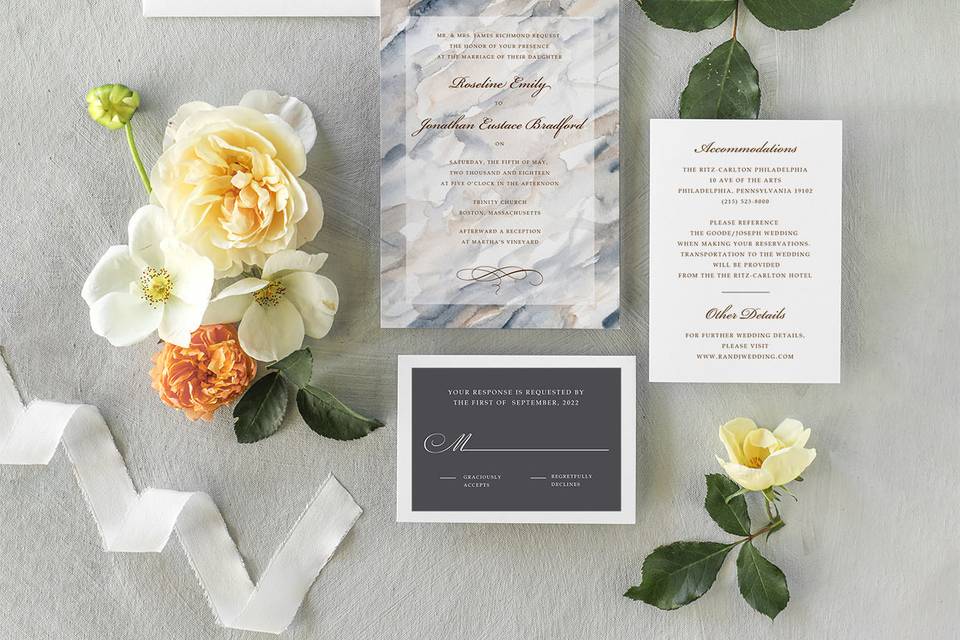 Watercolor marble invitation
