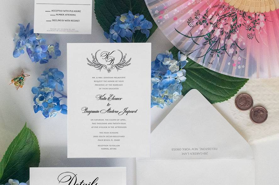 Monogram invitation suite