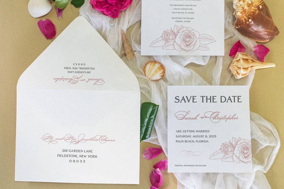 Dusty rose pink invitation