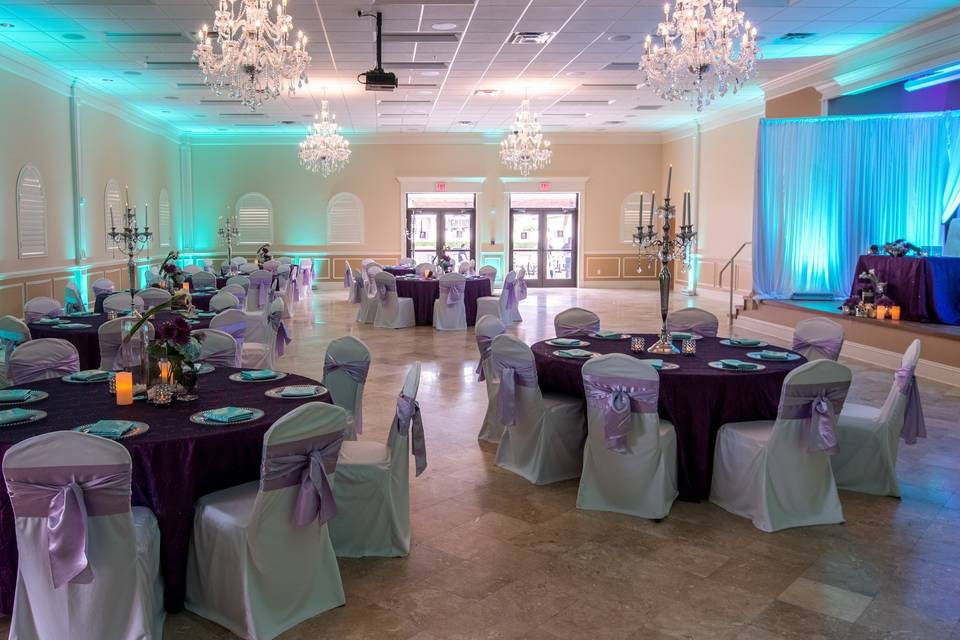 Lights in teal with purple