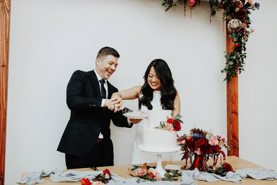 Wedding cake cutting