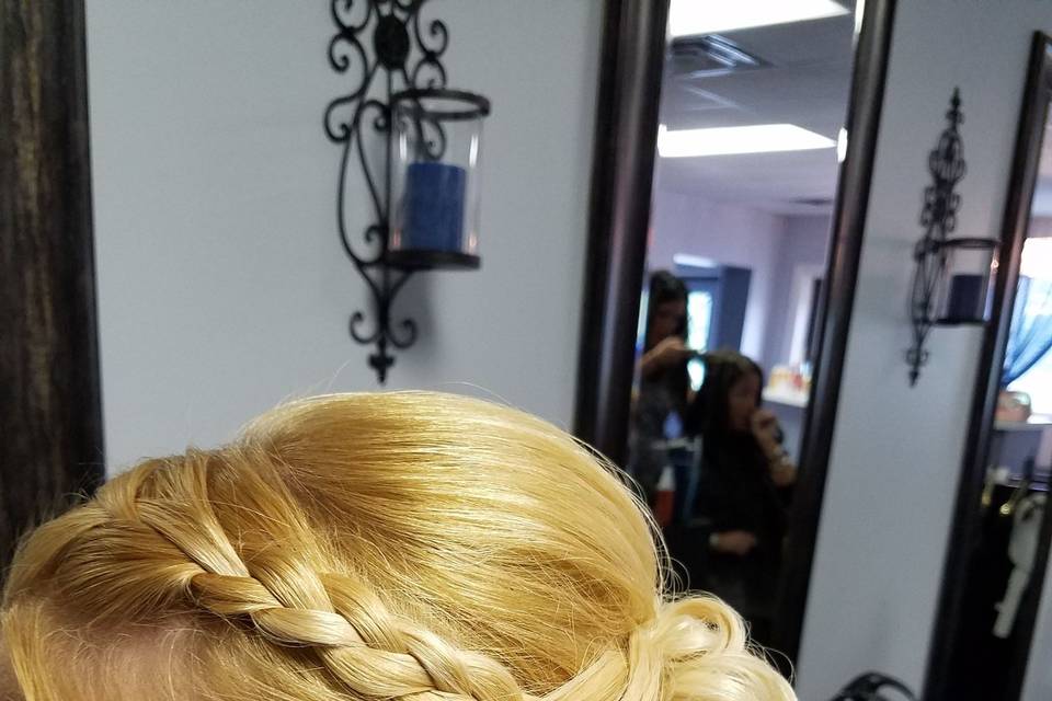 Blonde braided updo
