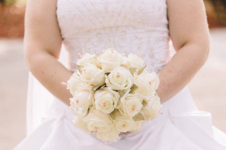 The bride holding her bouquet