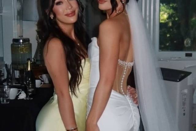Bride and bridesmaid