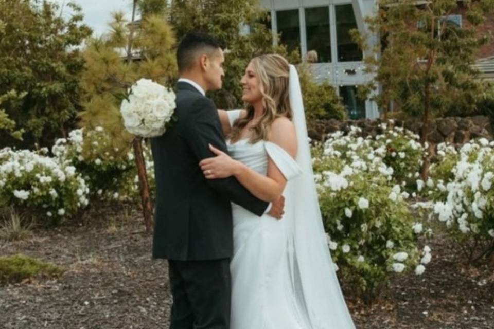 Bride and bridesmaid