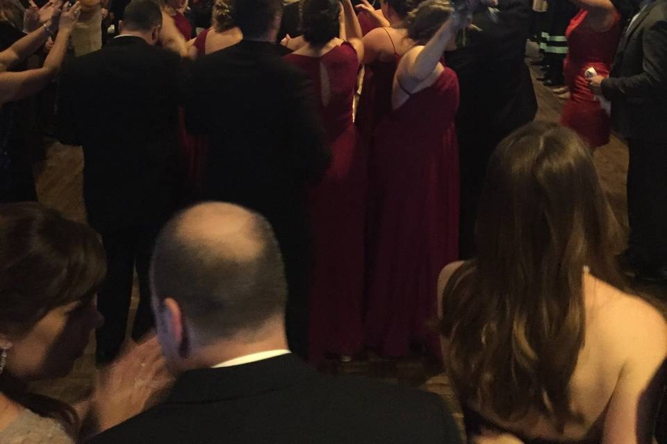 Dancing wedding guests