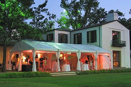 Bride's love our tent at the Dallas Arboretum's Camp House