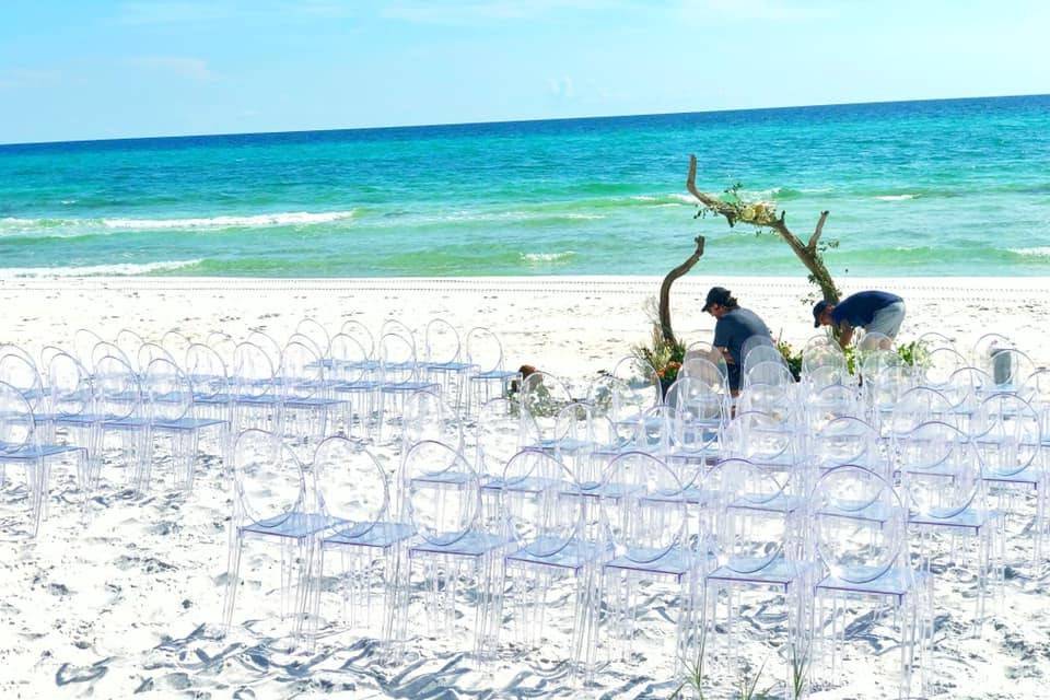Ghost Chairs Beach Ceremony