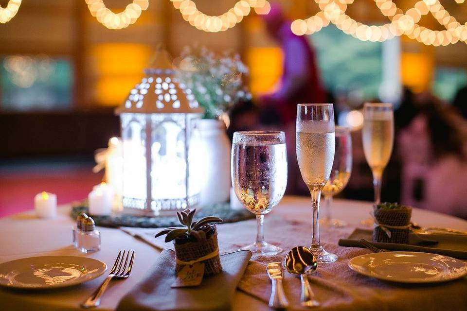 Table setup with centerpiece