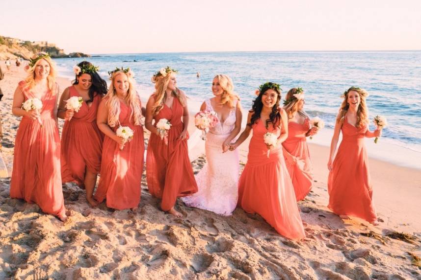 The bride with her bridesmaids