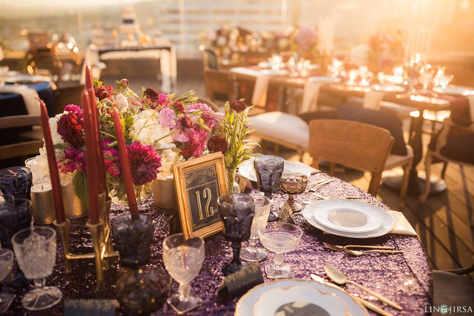 Table set-up with centerpiece