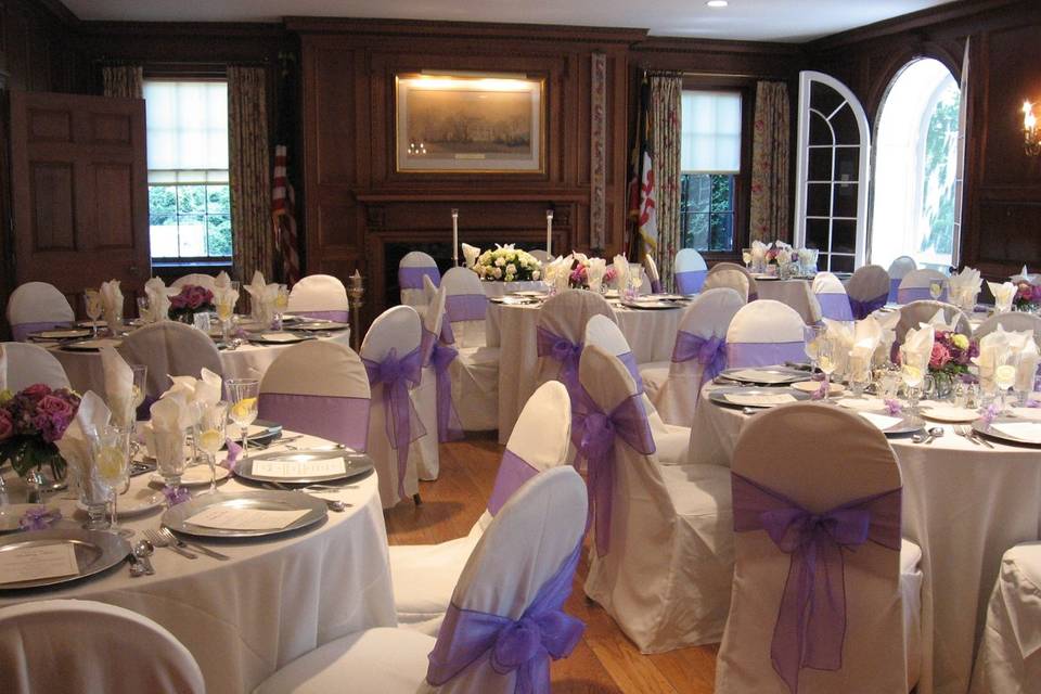 Table setup with flower centerpiece