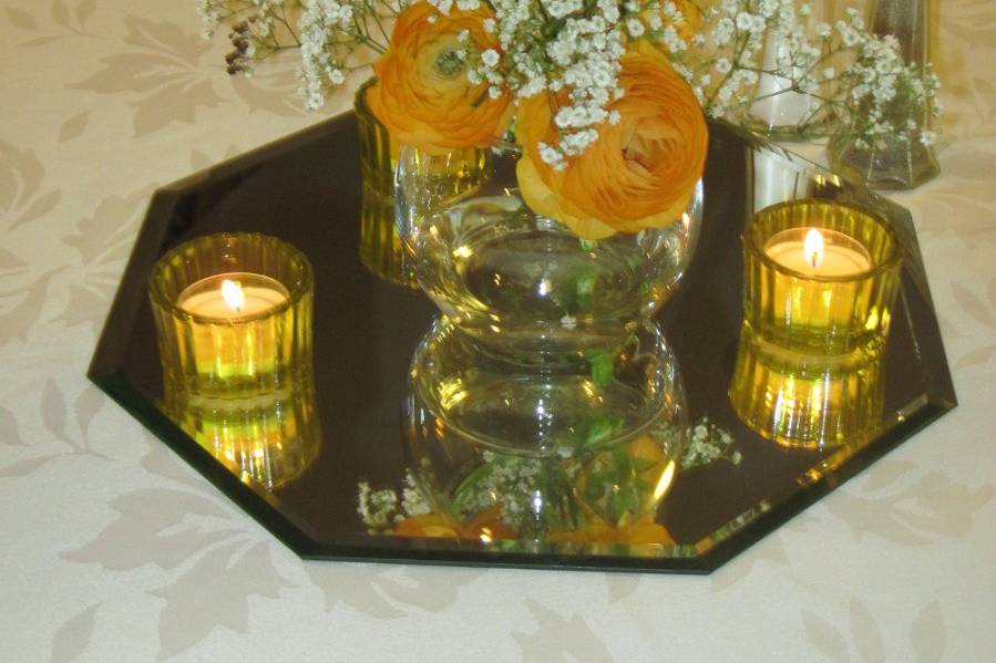 Table setup with flower centerpiece