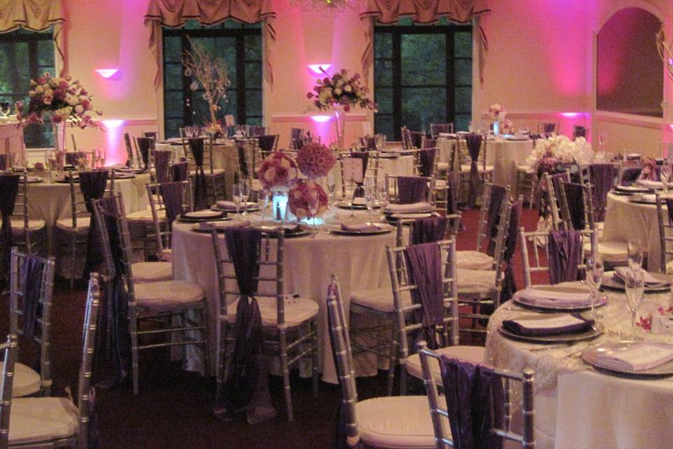 Table setup with flower centerpiece