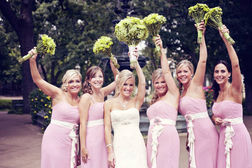 Bridesmaids and the bride