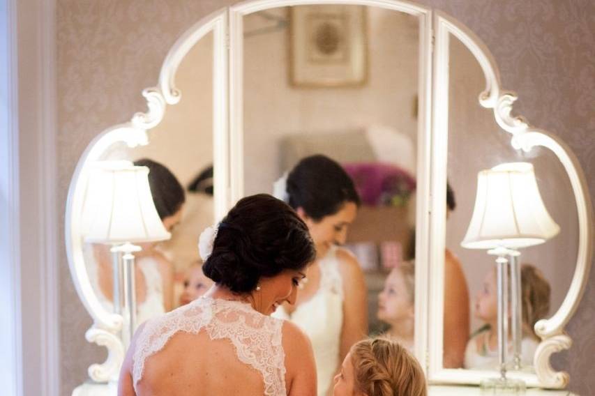 Bride and her flower girl