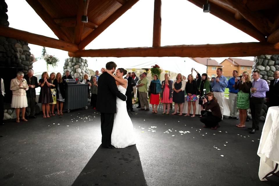 Our covered pavilion makes for a nice wedding and reception option.