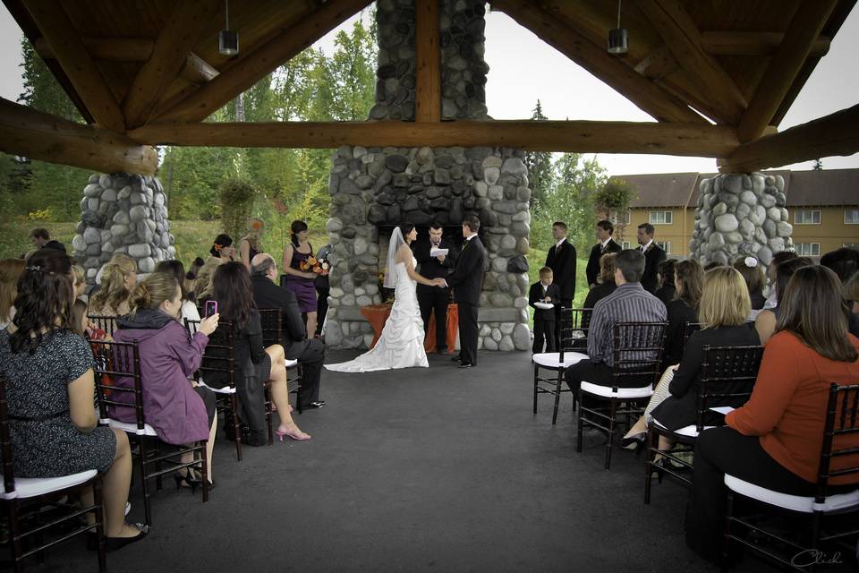 Our outside pavilion makes for a nice option for your ceremony as well as reception.