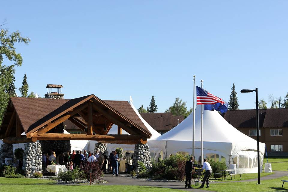 Local Alaska vendors can provide tent services for events such as weddings and enhance your options with our covered pavilion.
