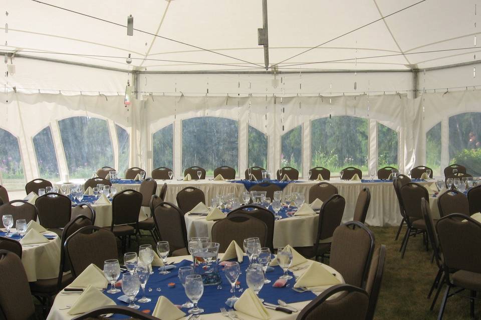 Local wedding services can provide tent rental to add to options of holding your wedding activities in and around our pavilion area.