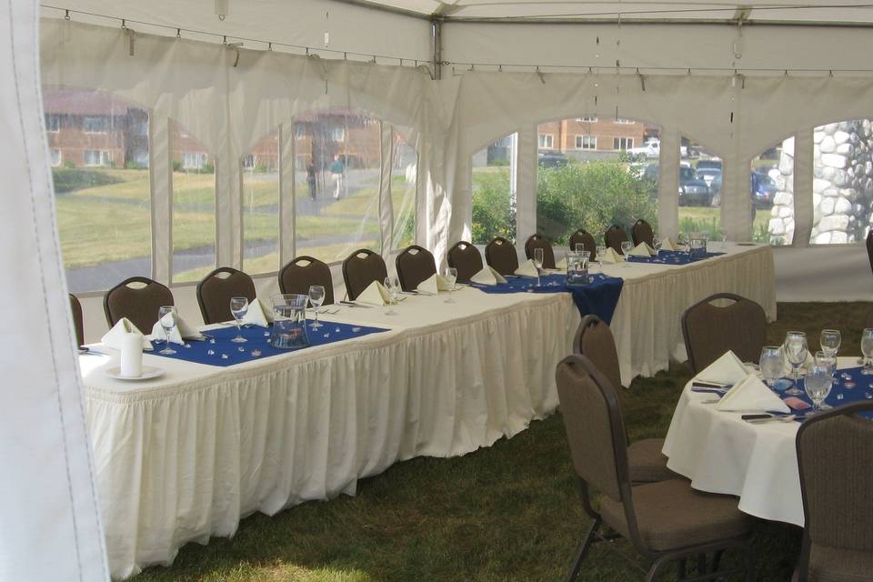 Your wedding event can be hosted in the warmth and protection of tents which can be rented by local wedding services.