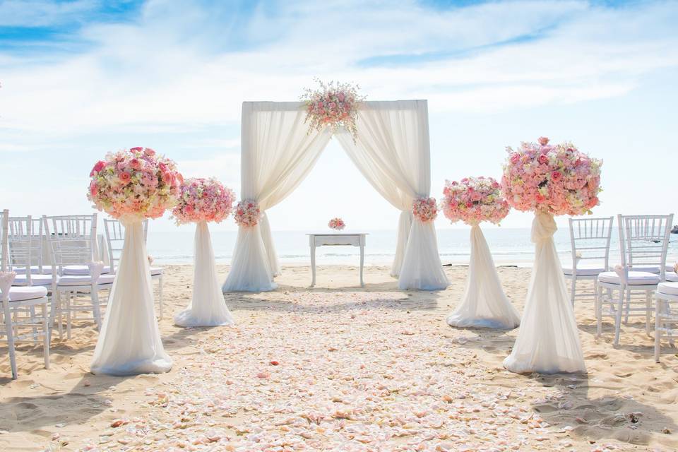 Beach wedding setup